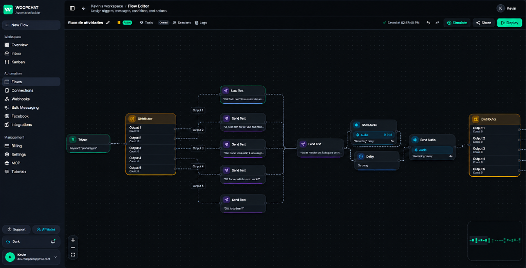 Woopchat Visual Flow Builder